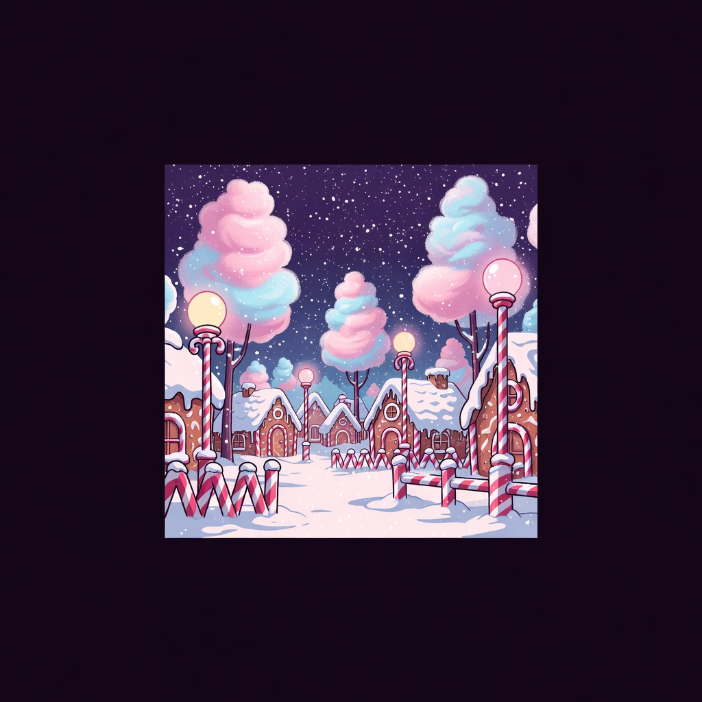 Arctic candy village landscape illustration